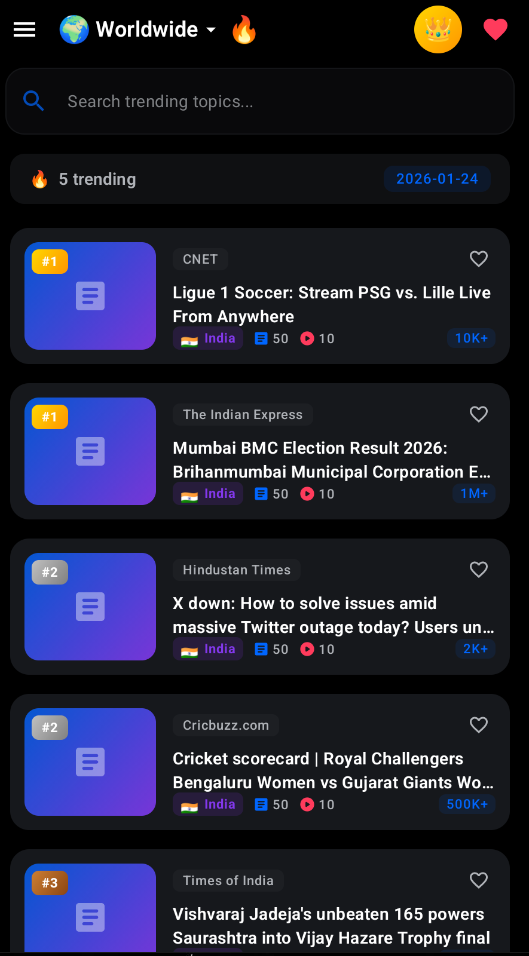 Trending App - Home Screen